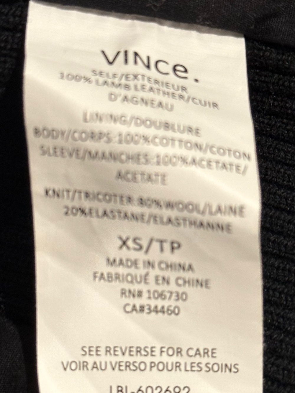 VINCE - Women's Black Leather Asymmetric Zip Jacket - Picture 6 of 7